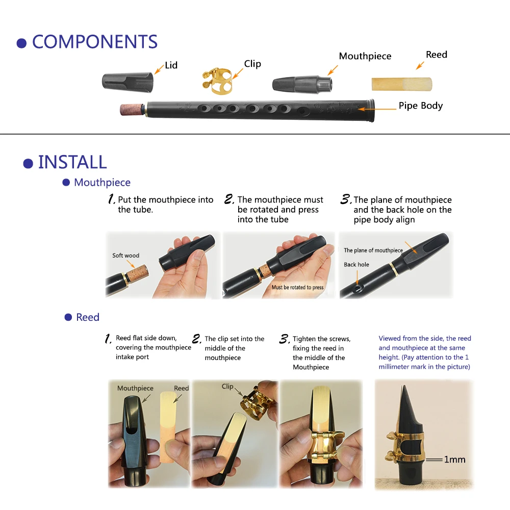 Карманный мини-саксофон ammoon саксофон из АБС-пластика с альтовыми мундштуками 10