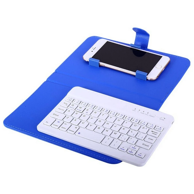 

Mini Wireless Bluetooth Keyboard with Leather Case Stand Smart Phone Chargable Keyboard for IPhone 8 Ipad Air Android Universal