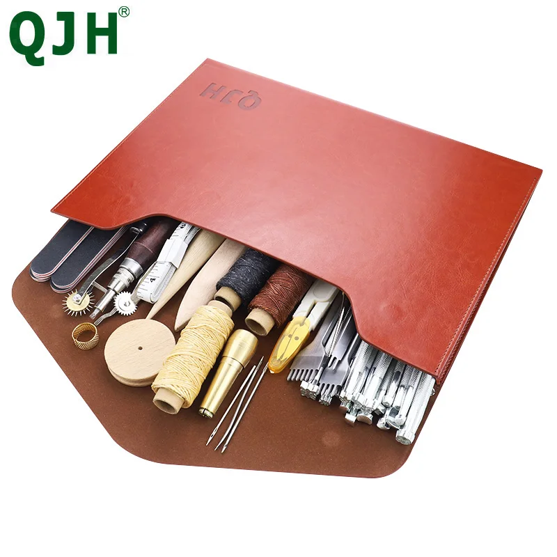 

Leather Craft Tools Kit Wax Ropes Needles Hand Sewing Stitching Punching Cutting Sewing Leather Craft Tools Set Storage Bags