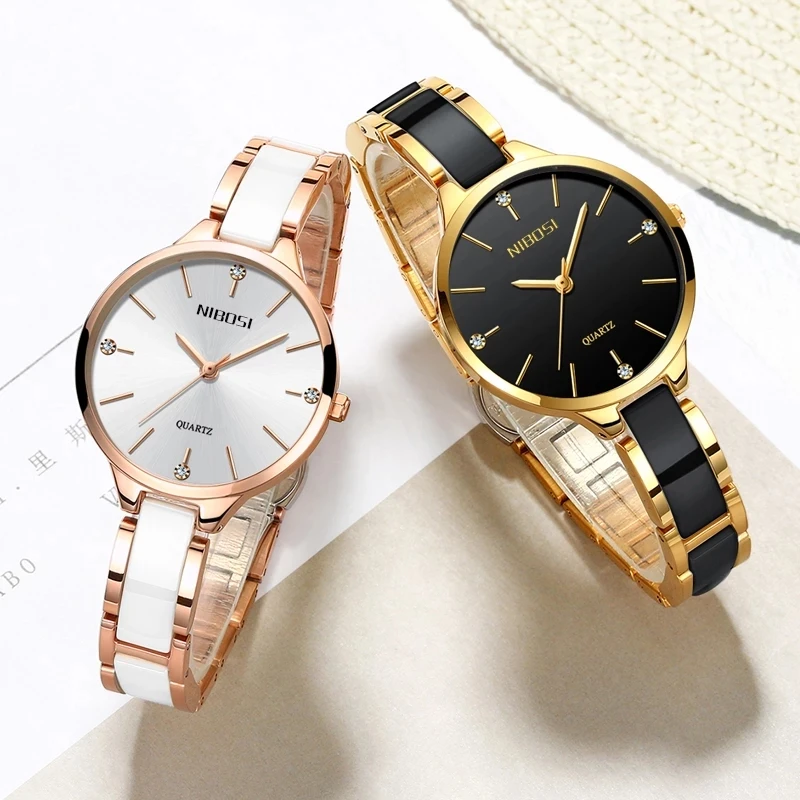 

NIBOSI Luxury Brand Quartz Watch Women Waterproof Watches Ladies Creative Ceramic Bracelet Watches Female Clock Relogio Feminino