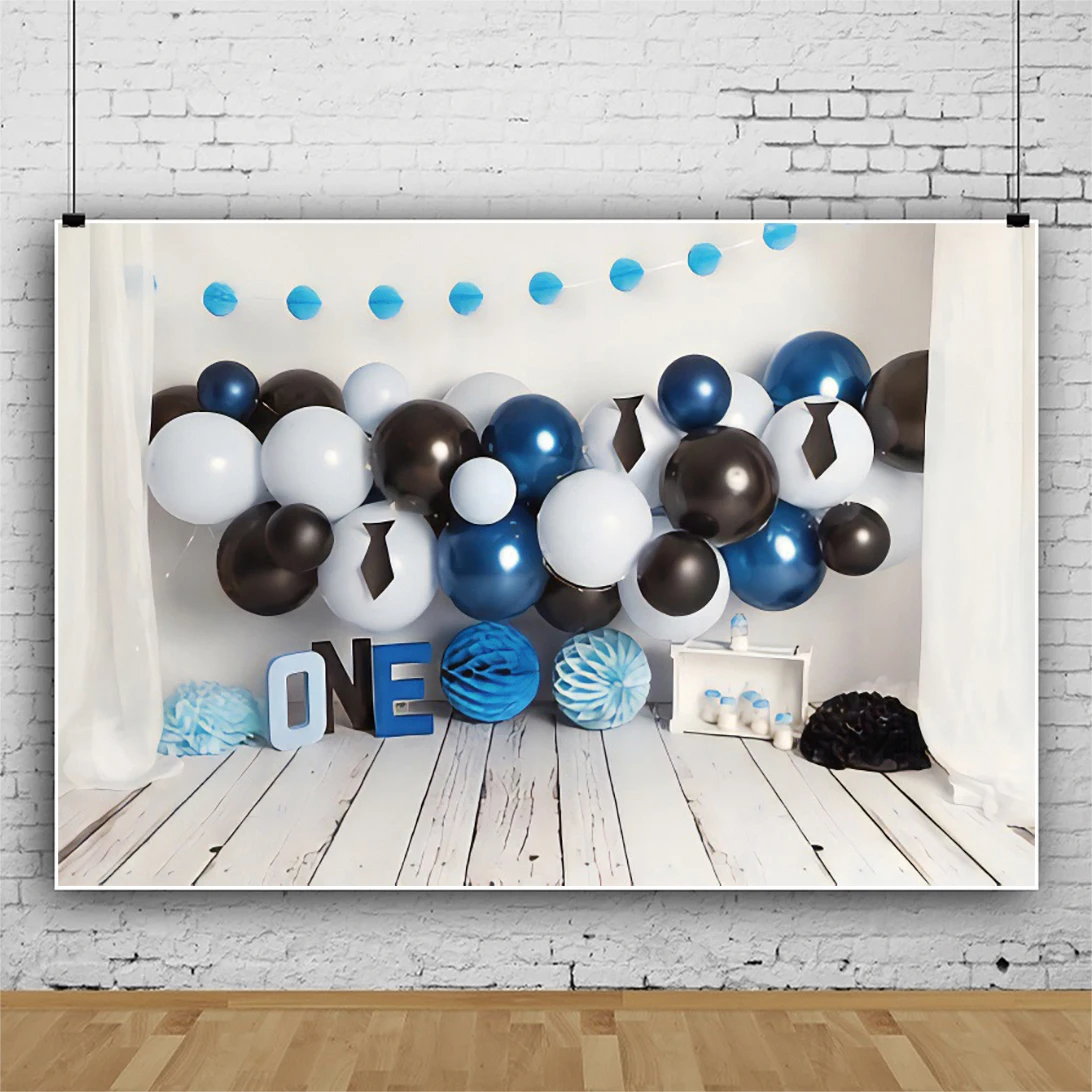 

Laeacco Blue Balloons Baby 1st Birthday Patry Decor Background White Wooden Floor Scene Photography For Backdrop Photo Studio