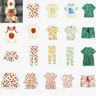 Детские летние футболки 2021, брендовые футболки для маленьких мальчиков и девочек с мультяшным рисунком лошади, тигра, футболки, детские топы с клубничкой для младенцев, одежда, платье