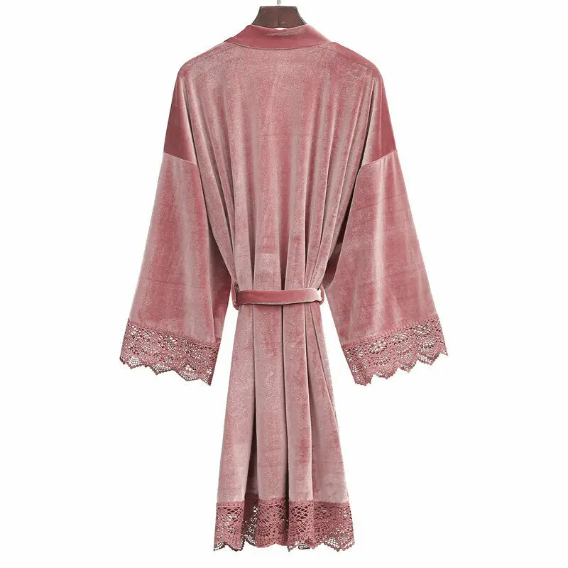 Velvet Lace Robe Wedding Robe Women Bathrobe Bride Robe Bridesmaid Robes Kimono Bath Robes Sleepwear