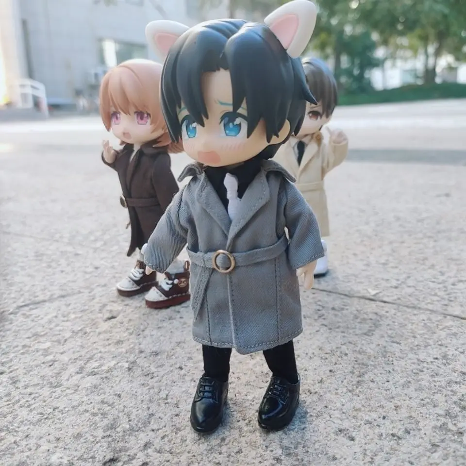 

Ob11 clothes Molly 1/12 BJD buckle long trench coat coat GSC plain clay doll clothes