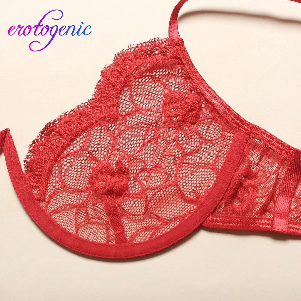 Комплект нижнего белья эротическое Новое Женское цветочное кружевное нижнее