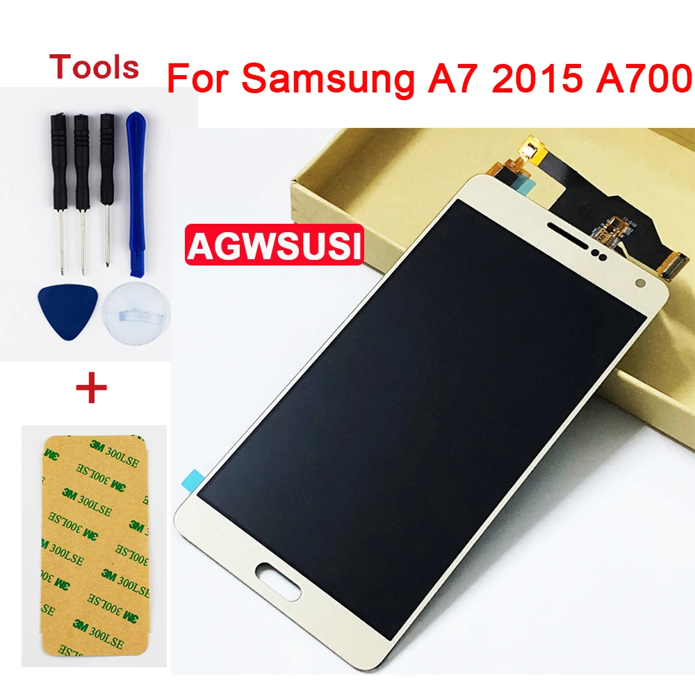 Золотой для Samsung Galaxy A7 2015 A700 SM-A700F A700H A700K A700S A700L Полный ЖК-экран + сенсорный