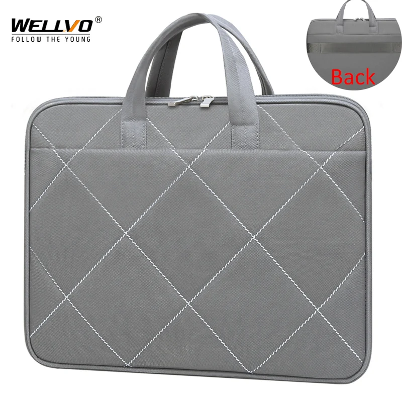 

Men Business Briefcase Plaid Thread Bag 15 inch Laptop Bag Waterproof Briefcase Office Document Files Bag Slim Handbag Male X53C
