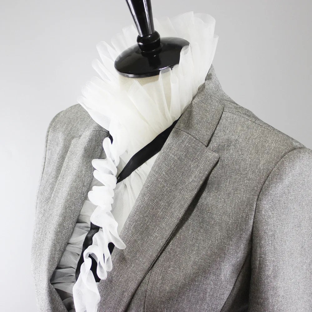 

Linbaiway Adult Ruffles Stand Fake Collars for Women Mesh White Half Shirt False Collar Female Detachable Collar Neck Ruff