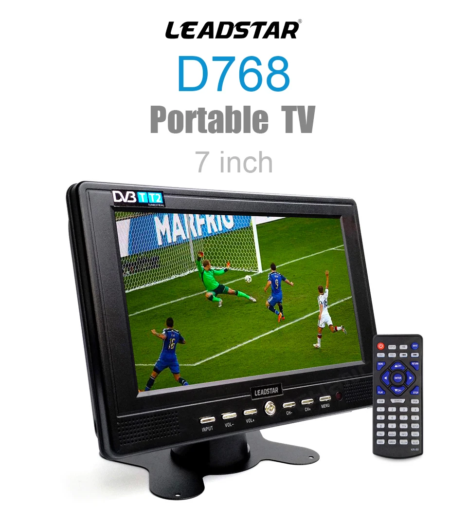 D7 7 Inch Portable Dvb-T2 Atsc Tdt Digital-Analog Mini Small Car Tv Support Usb Tf Mp4 H.265 Ac3 | Электроника