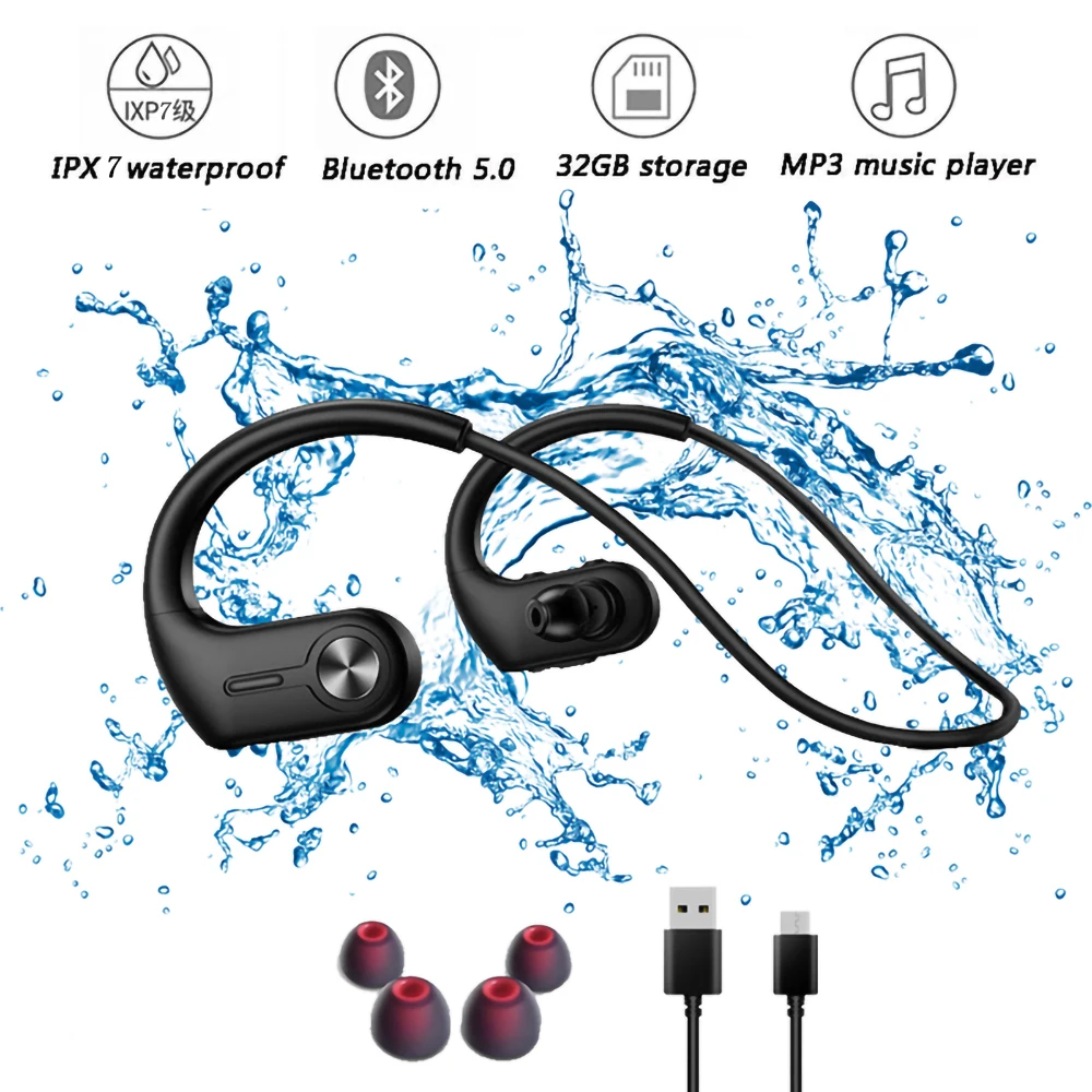 

Спортивные наушники с MP3-плеером, 32 ГБ, встроенная память, Водонепроницаемая Bluetooth-гарнитура, HiFi стерео шумоподавляющие беспроводные наушни...