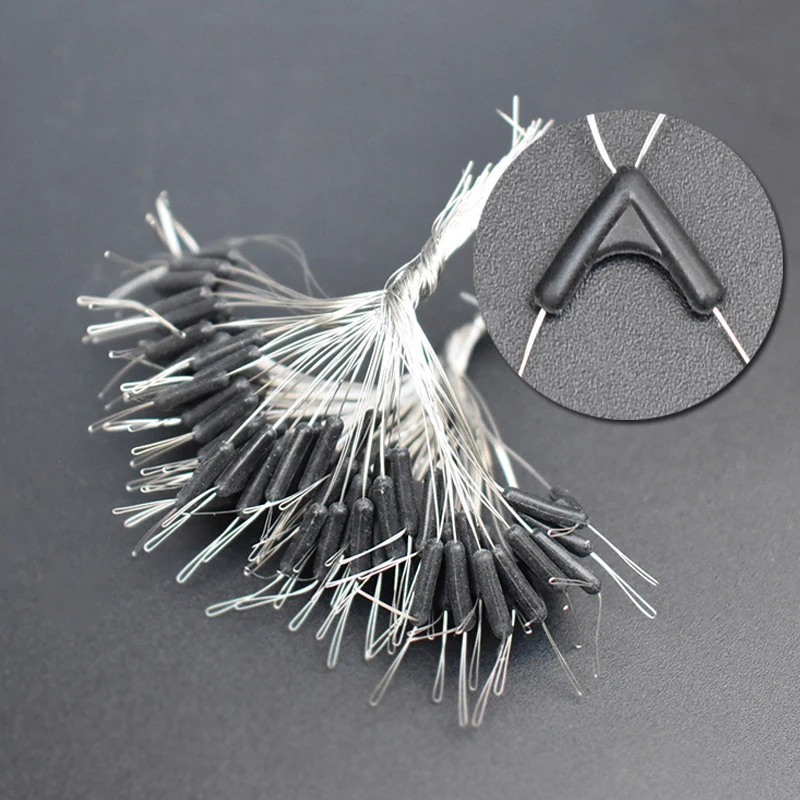 

New Wholesale 50pcs Double Hooks Contactor Device Fishing Line Space Bifurcation Eight Type Space Bean Line Swivel Tying Tool