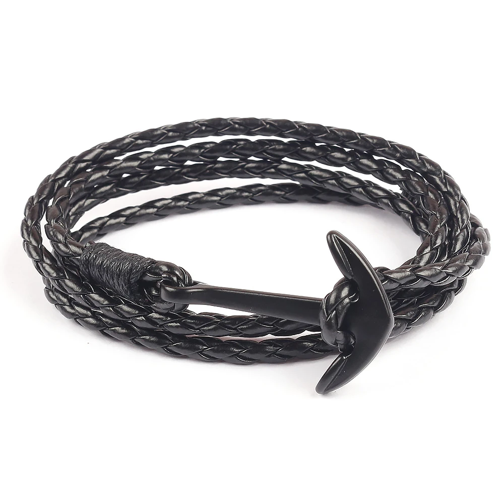 Браслет CUTEECO с якорем для мужчин и женщин многослойный из искусственной кожи
