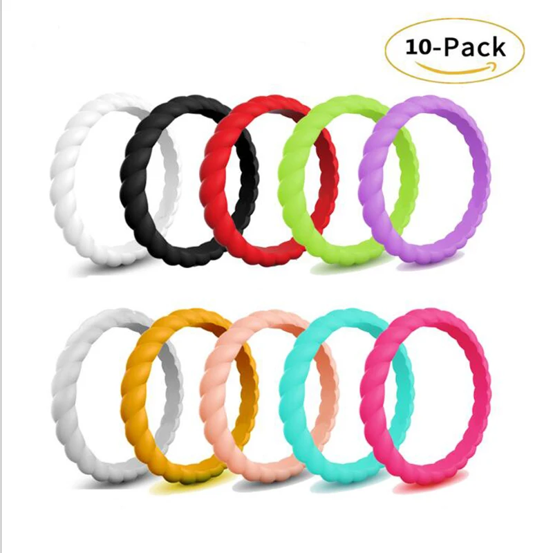 Силиконовое обручальное кольцо для женщин пара конфетных цветов голубой белый