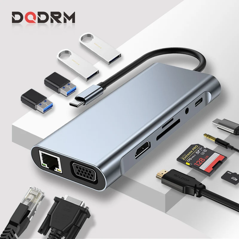 

Usb-концентратор 3 0 Тип C Hdmi адаптер Ethernet Usb C концентратор Macbook Air M1/Ipad Rj45 Pd док-станция для ноутбука