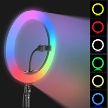 26CM 10 Inch RGB Ring Light 15 Colors with Mini Tripod Stand Phone Holder For Tik Tok Makeup YouTube Video Photography Lamp