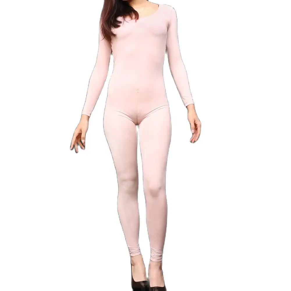 Комбинезон женский боди с круглым вырезом облегающий комбинезон сплошной для