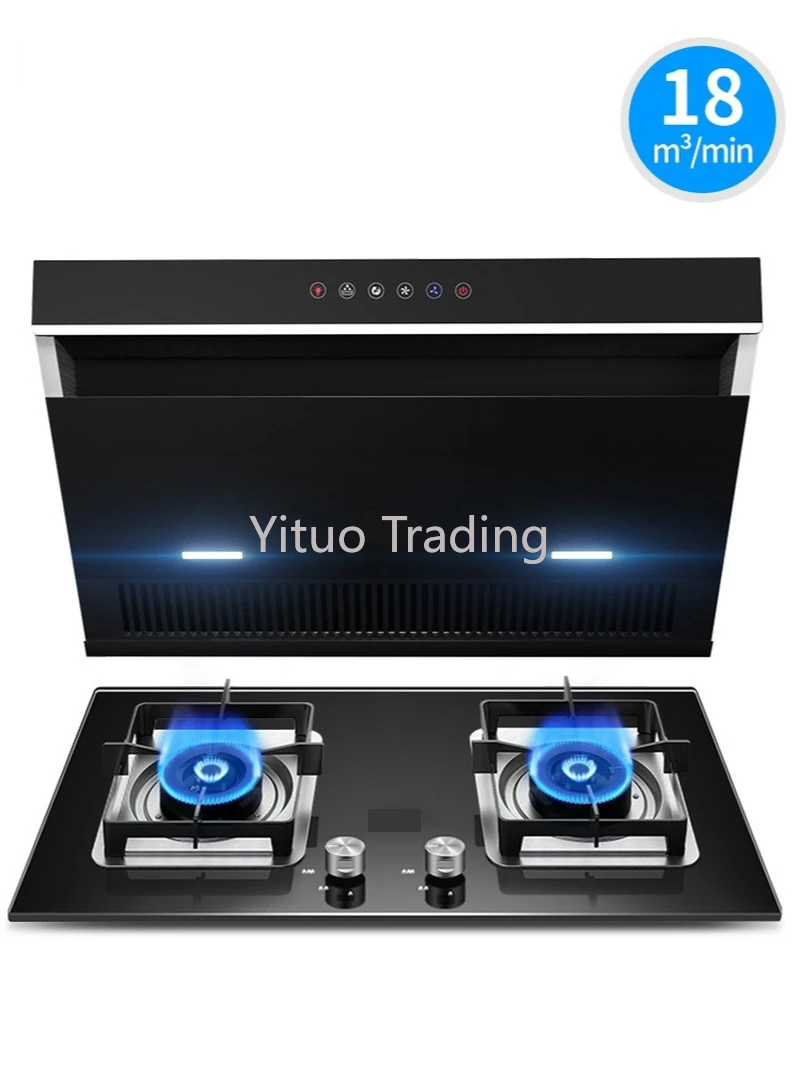 

DJ1C2+B15 Side Suction Type Range Hood Smart Touch Screen Gas Stove Kitchen Oil Marriage Machine Stove Set Combination Home