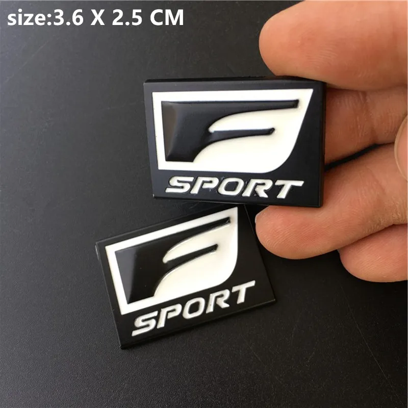 1 Black 2pcs Универсальный металлический F спортивный логотип эмблема боковой двери наклейка эмблема на багажник автомобиля 3D наклейка для Lexus IS 250 350 GS 350 450 для Land rover - Название цвета: 1 Black 2pcs