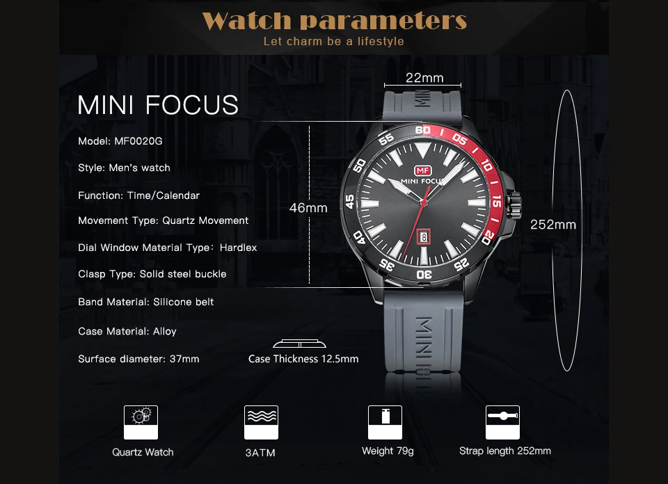 MINIFOCUS армейские военные часы мужские модные мужские часы кварцевые часы для мужчин часы люксовый бренд синий резиновый ремешок отображение даты