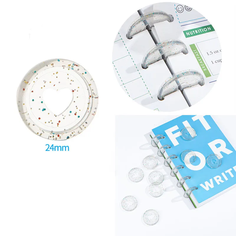 

100 шт. блокнот с отверстием в виде гриба и блестками, кнопка в форме сердца, спираль в форме свободного листа, пряжка диска, переплетные кольца, диск для блокнота