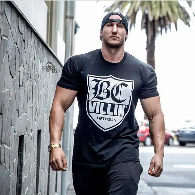 

Muscle European and American brothers 2020 summer new sports short-sleeved men men's fitness running training T-shirt retro styl