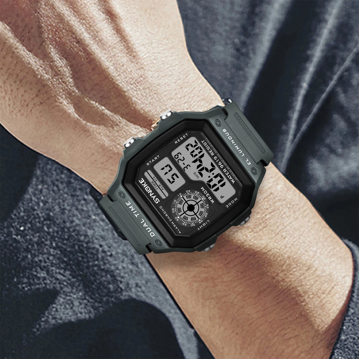 

2021 Relogio Masculino Men Sports Watches Digital Square Led Alarm Chronograph Waterproof 5ATM Ultra-thin Black Mens Wrist Watch