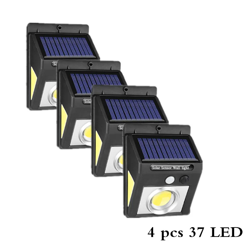 4pcs 37 LED 4 шт. солнечный светильник PIR датчик движения Солнечная лампа трёхсторонний 37 светодиодный наружный светильник ing энергосберегающий садовый светильник Настенный ночной Светильник - Испускаемый цвет: 4pcs 37 LED