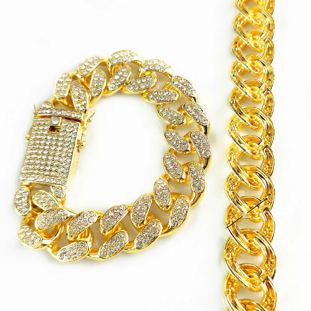 

Цепочка Из кубинской панцирной цепи Майами мужская с фианитами, сверкающие браслеты и ожерелья в стиле рэпера, украшение с застежкой-коробк...