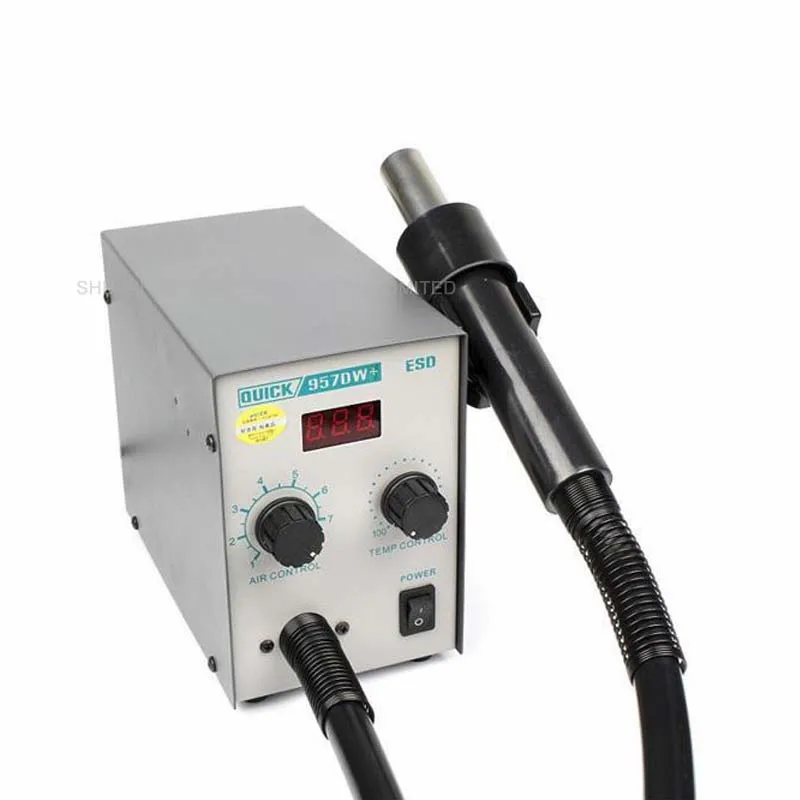 957DW + светодиодный дисплей Регулируемый тепловой фен с винтовым ветром 580 Вт SMD