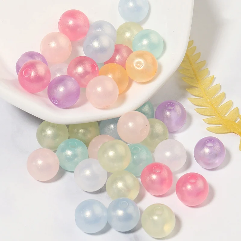 

100pcs/Lot Frosted Macarone Circular Shape Beads Oval Shape Heart Acrylic Spaced Beads For Jewelry Making DIY Charms Bracelet