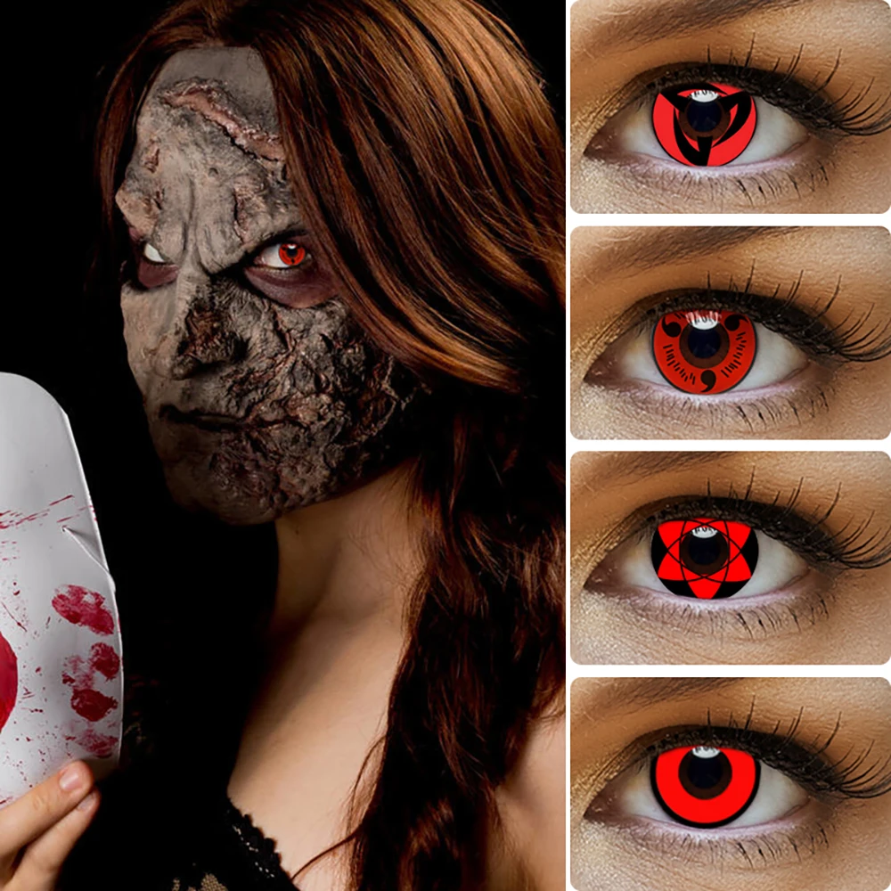 Косплей Хэллоуин Шаринган Мансон аниме цветные контактные линзы для макияжа