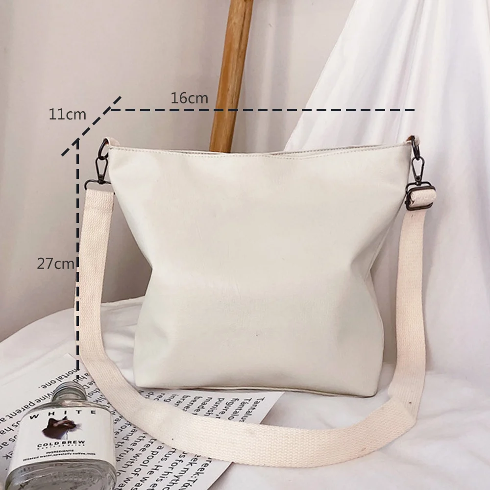 

2020 Fashion Pu Leather Women's Handbags Large Capacity Designer Casual Ladies Tote Female Bucket Black White Women Shoulder Bag