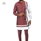 Традиционный комплект одежды для мужчин, в африканском стиле, пальто Дашики брюки из Анкары, комплект из 2 предметов, спортивный костюм с длинным рукавом размера плюс, WYN1181