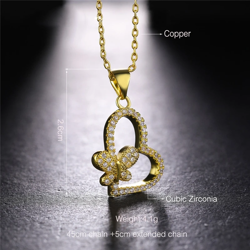 Ожерелье с кулоном в виде сердца Juya из золота/розового золота микро цирконием