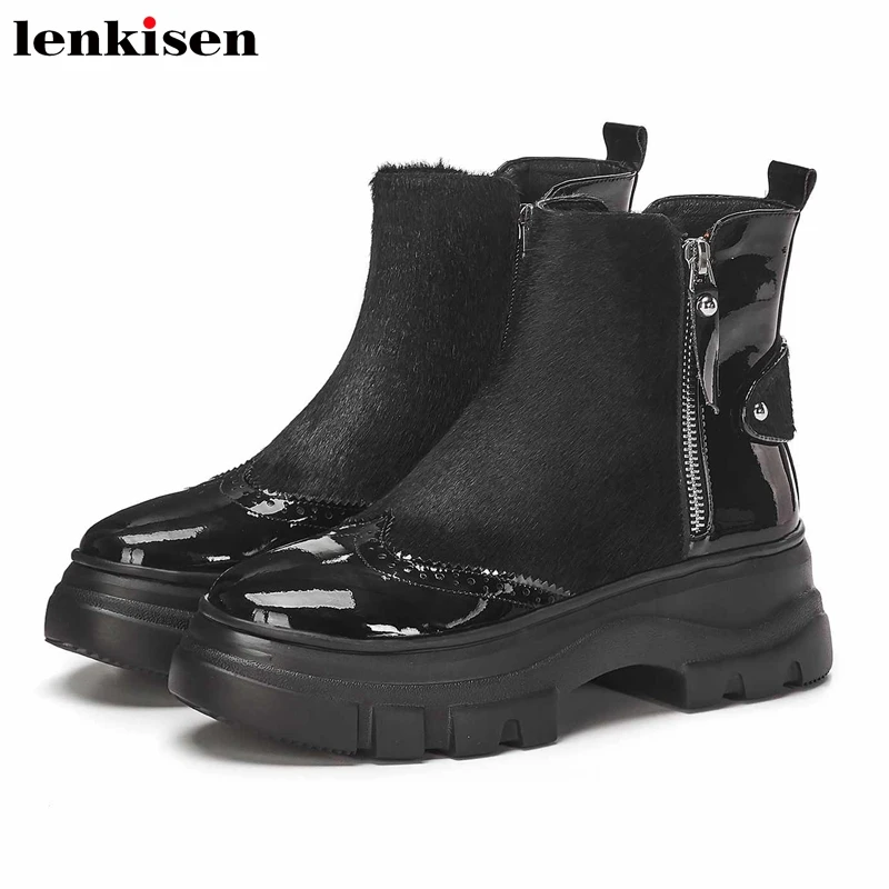 Lenkisen/Полуботинки из лакированной кожи с толстой подошвой круглым носком на