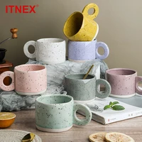 300ml creative ring handle ceramic mug candy color milk coffee cup office home drinkware microwave oven couple handgrip cups