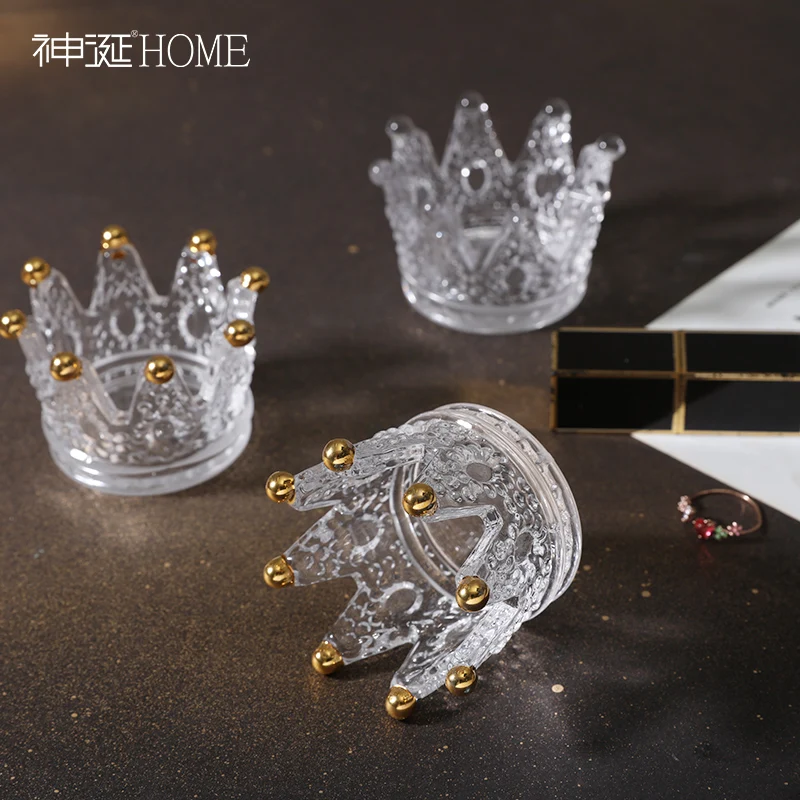 Скандинавский стеклянный стол золотые геометрические подсвечники подсвечник