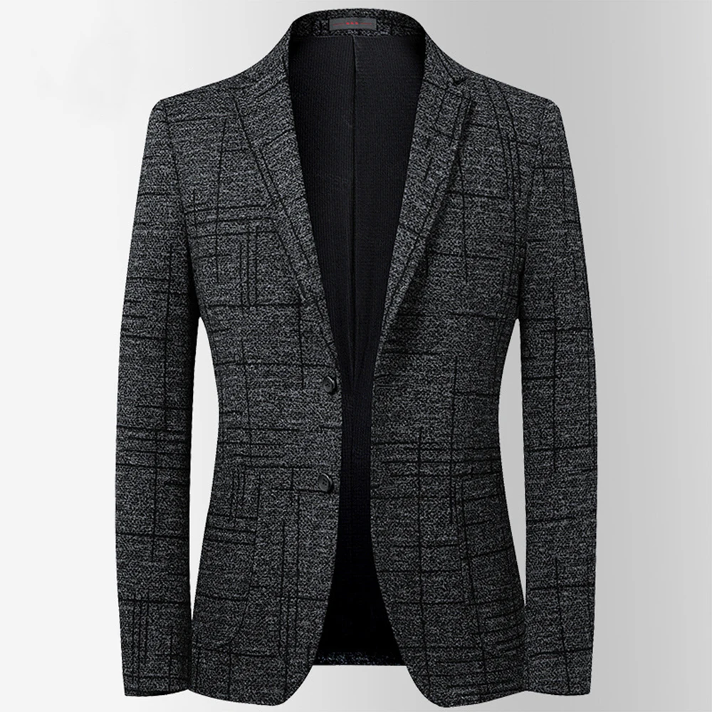 Man Fashion High Quality Blazer Suits Male Casual Slim Blazer Coat Suit Men Button Print Black Blazer Jacket Outwear