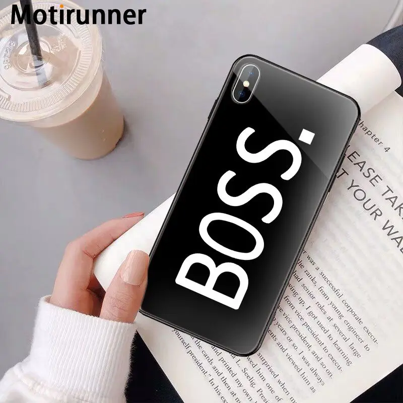 Motirunner Boss queen King Text Art Новое поступление черный чехол для телефона iPhone 11 pro XS MAX 8 7 6 6S