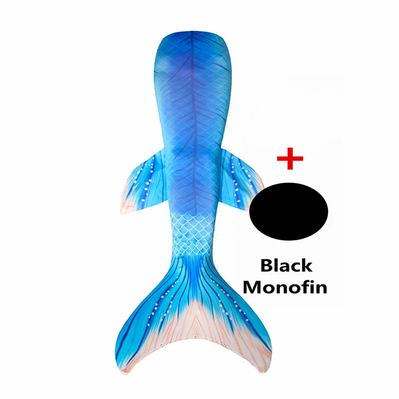 Tail and Monofin Новинка! хвосты маленькой русалки с черным монофином для детей, взрослых, летнее платье, купальный костюм, костюм русалки - Цвет: Tail and Monofin