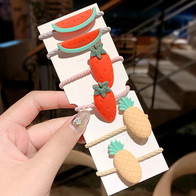 2 шт./компл. новинка милая акриловая резинка для волос с мультяшными фруктами