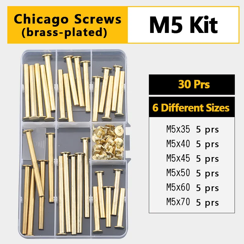Phillips Chicago Screws Binding Posts Assortment Kit for Scrapbook Photo Albums and Leather Carbon Steel M5 | Обустройство дома
