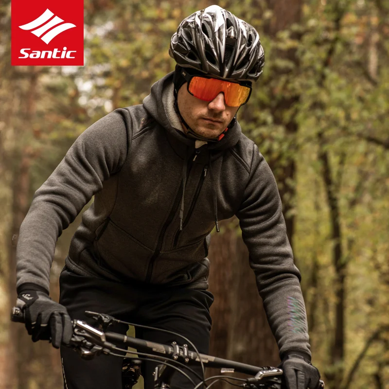 

2021 Santic Men Cycling Jackets Winter Pockets Quick Dry Keep Warm Windproof Bike Clothing Thermal Polar Fleece
