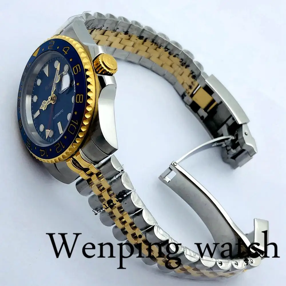 40 мм Bliger мужские роскошные механические часы с сапфировым стеклом керамический