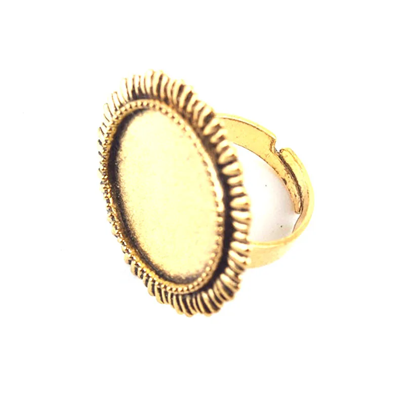 

5pcs/Lot Antique Gold Plated Zinc Alloy 20mm Round Cabochon Bezel Setting Adjustable Ring Base, Tray