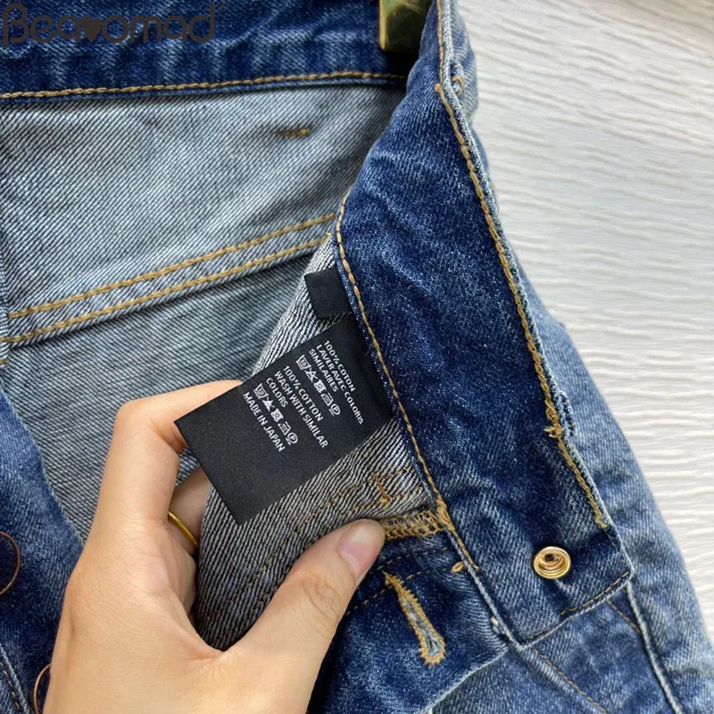 Bearomad 2021 Fashion Woman Blue Slim Denim Shorts High Waist Pockets Button Moderate Washing Bottoms Women's Shorts