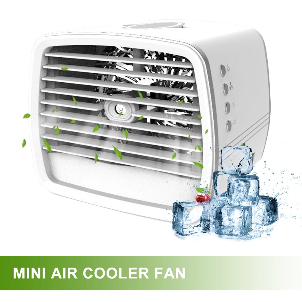 

USB Rechargeable Desktop Humidifier Mini Air Cooler Fan Office Dormitory Purifier Bedroom Home LED Lighting Personal Conditioner