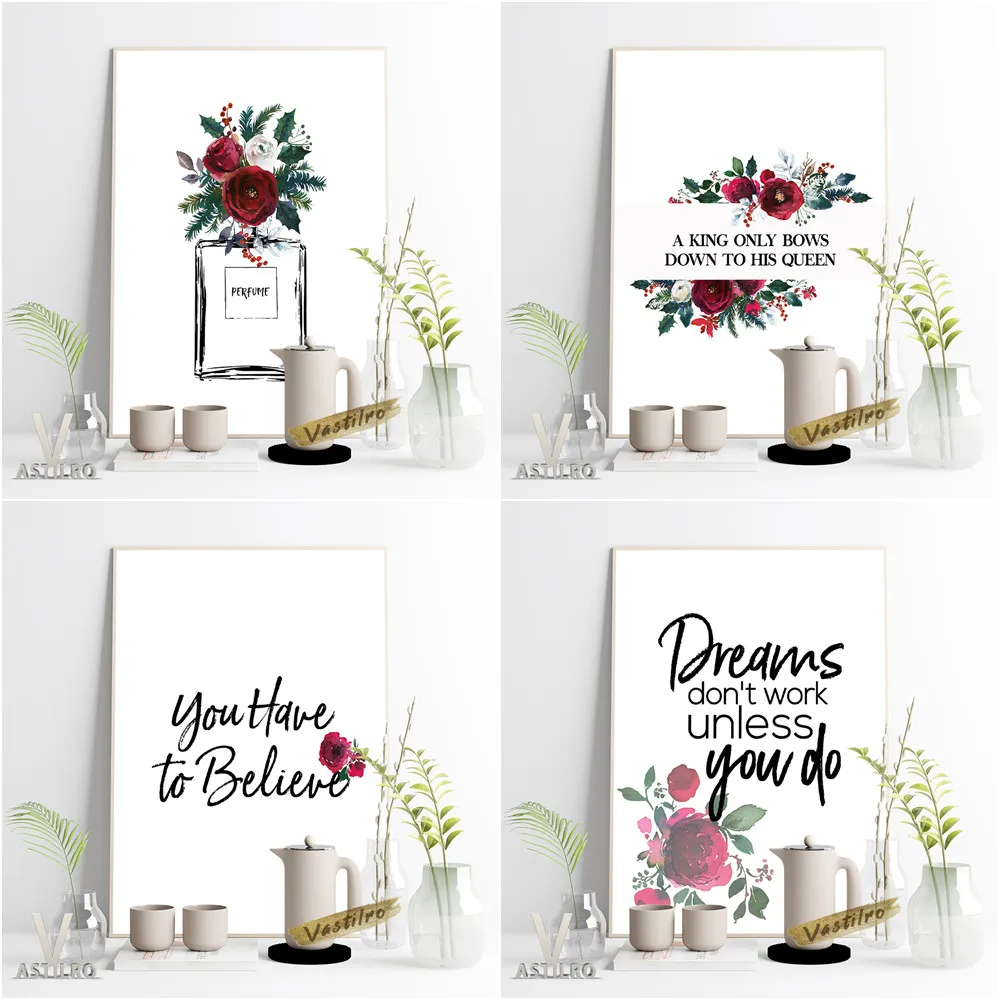 

Vintage Flowers Art Print Wall Picture Poster Positive Energy Quotations Canvas Painting Encourage Slogan Girls Room Home Decor