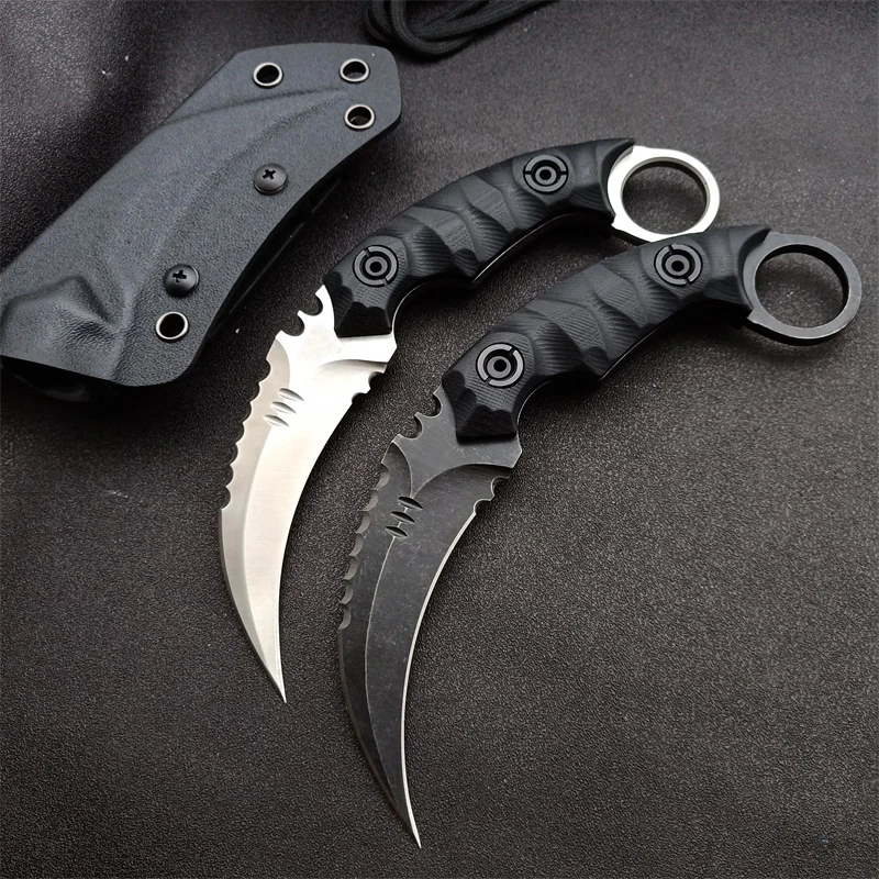 

Tactical Knife D2 Karambit Hunting CSGO Claw for Camping, Fixed Blade, Survival, EDC, Utility, TOOLS