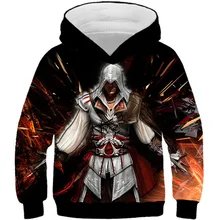 От 4 до 13 лет года, уличная одежда с 3D капюшоном Assassins Creed, толстовка для мальчиков и девочек, детский пуловер в стиле хип-хоп, толстовка с капюшоном